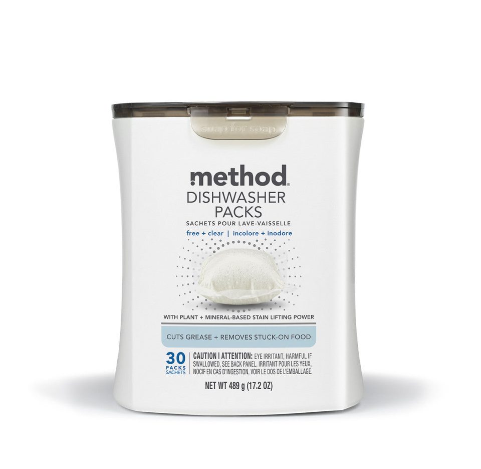 dishwasher packs - free + clear. 30 ct